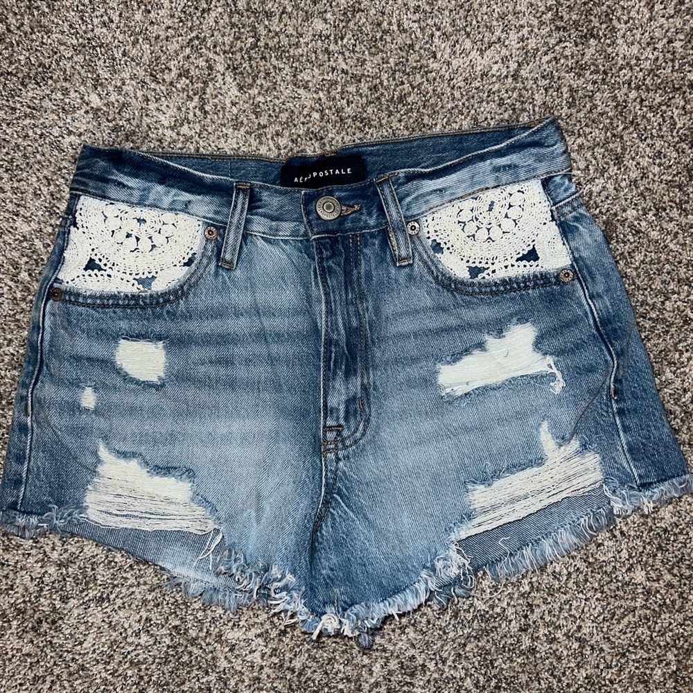 Aeropostale light blue distressed jean shorts